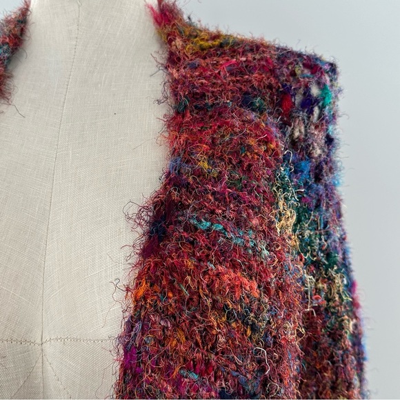 handmade womens shag knit sweater size L multicolored dopamine lagenlook - Picture 2 of 9